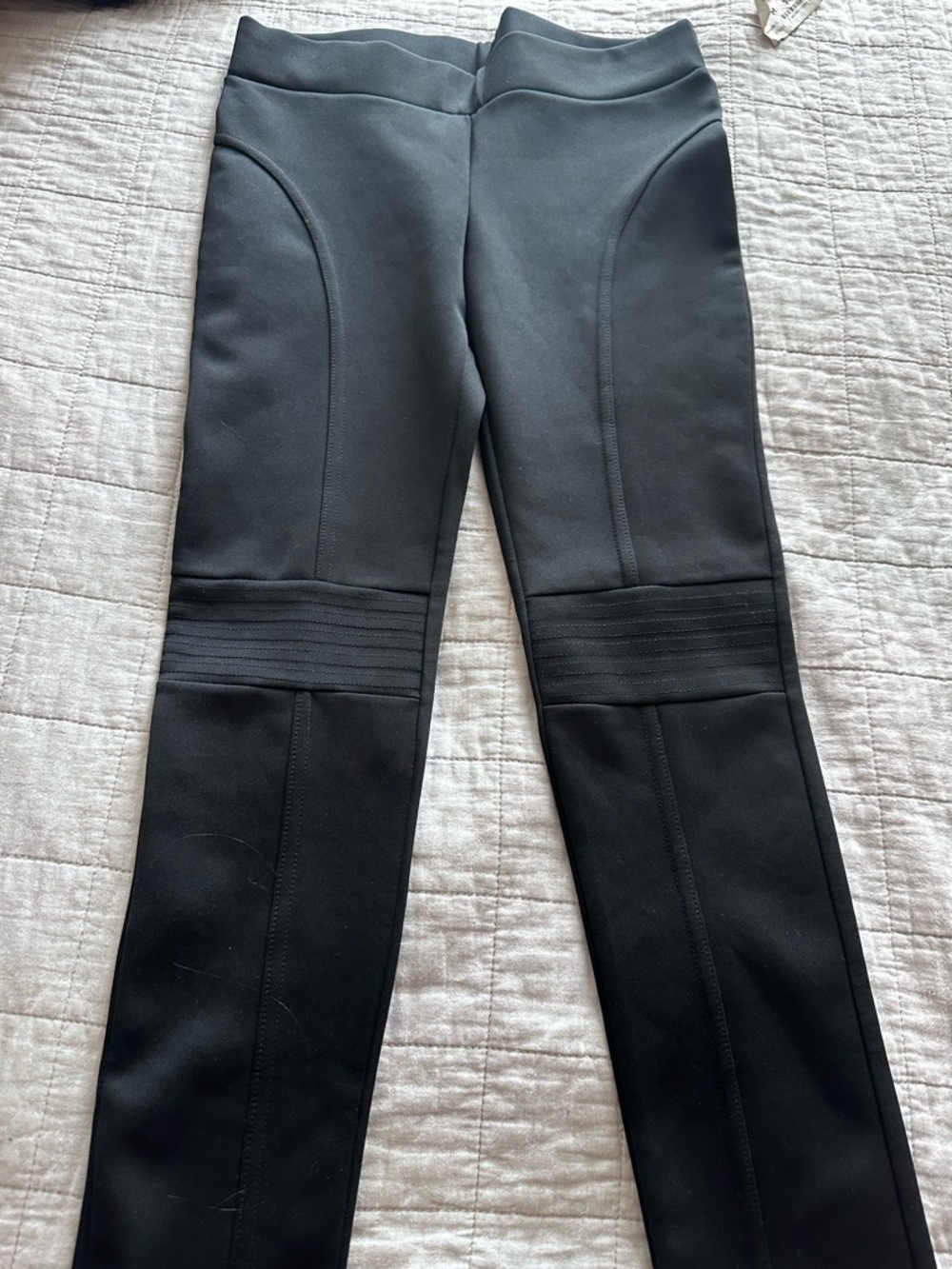 Black High-Waist Ponte Leggings with Knee Panel Detail
